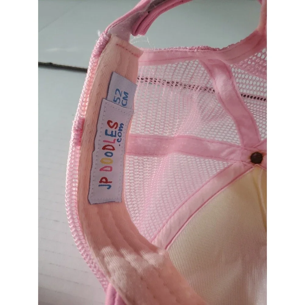 JP Doodles California Bear KIds Trucker Hat. Pink and White. Mesh Back.‎ 52cm
